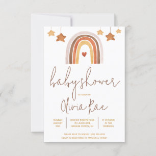 Invitation Boho Rainbow et Stars Baby shower non sexiste