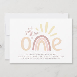 Invitation Boho Rainbow et Sunshine 1er anniversaire