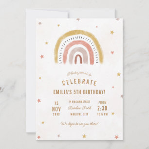 Invitation Boho Rainbow fête d'anniversaire
