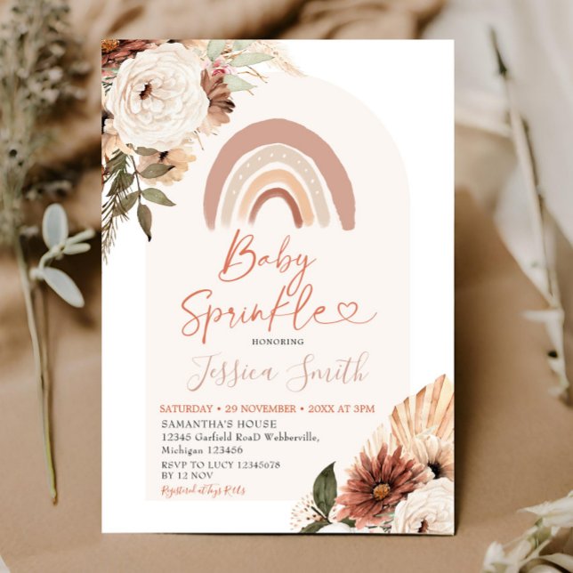 Invitation Boho Rainbow Floral Baby Sprinkle Baby shower (Créateur téléchargé)