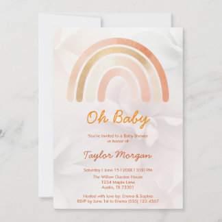 Invitation Boho Rainbow Floral Genre Baby shower neutre