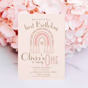 Invitation Boho Rainbow Girl fête d'anniversaire