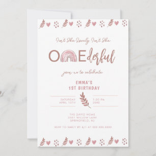 Invitation Boho Rainbow Girl Lovely Onederful Anniversaire
