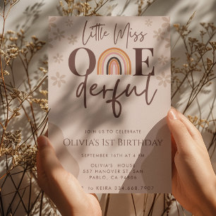 Invitation Boho Rainbow Little Miss Onederday 1er anniversair
