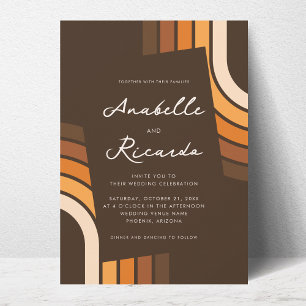 Invitation Boho Rainbow Modern Script QR Code Photo Mariage