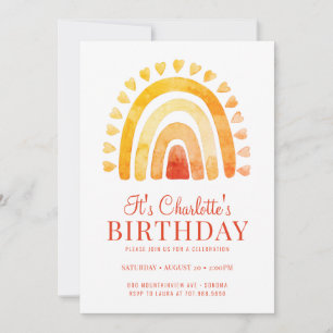Invitation Boho Rainbow Orange Gold pour la fête d'anniversai