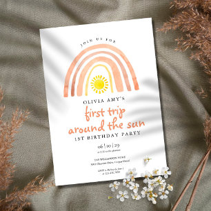 Invitation Boho Rainbow Premier Voyage Autour Du Soleil Premi