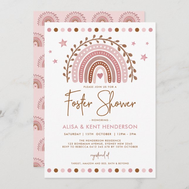Invitation Boho Rainbow | Serviette de douche en terre cuite  (Devant / Derrière)