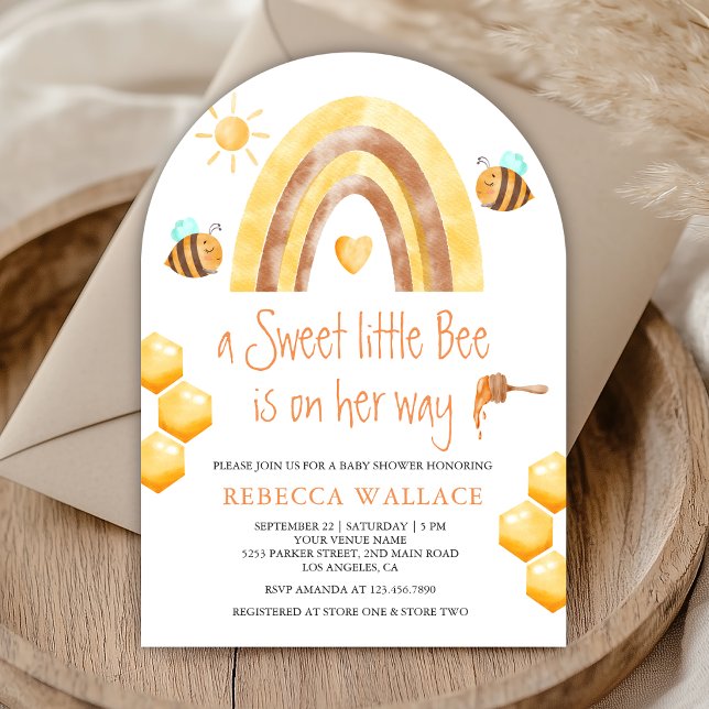Invitation Boho Rainbow Sweet Little Bee Arch Baby shower (Créateur téléchargé)