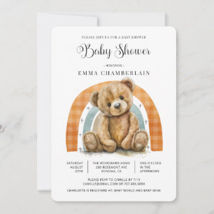 Invitation Boho Rainbow Teddy Bear Baby shower