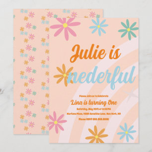 Invitation Boho Rainbow Terreuse Première Anniversaire Oneder