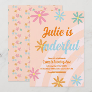 Invitation Boho Rainbow Terreuse Première Anniversaire Oneder