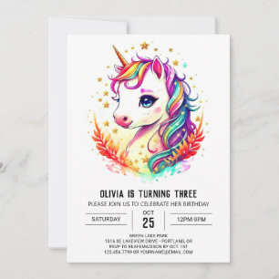 Invitation Boho Rainbow Unicorn Anniversaire
