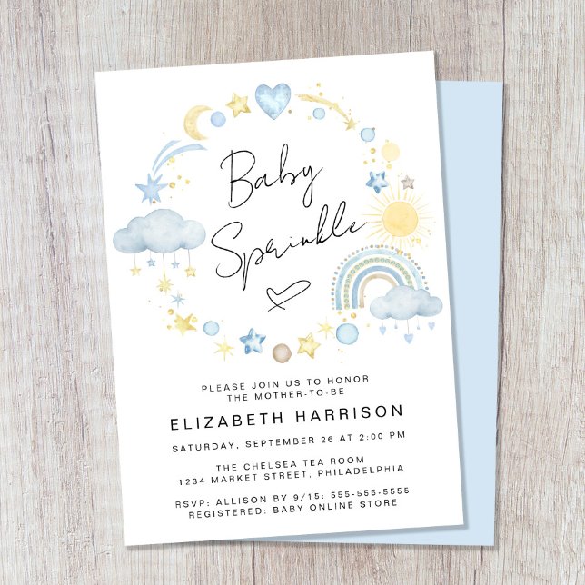 Invitation Boho Rainbow Watercolor Baby Boy Sprinkle (Créateur téléchargé)