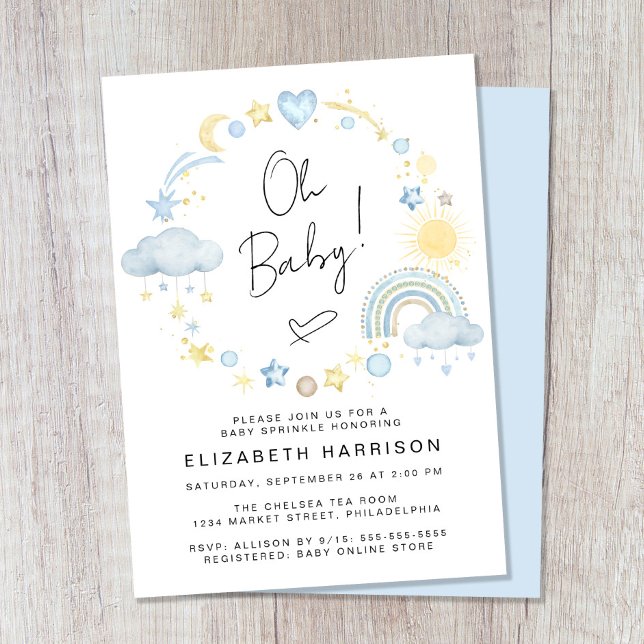 Invitation Boho Rainbow Watercolor Baby Boy Sprinkle (Créateur téléchargé)