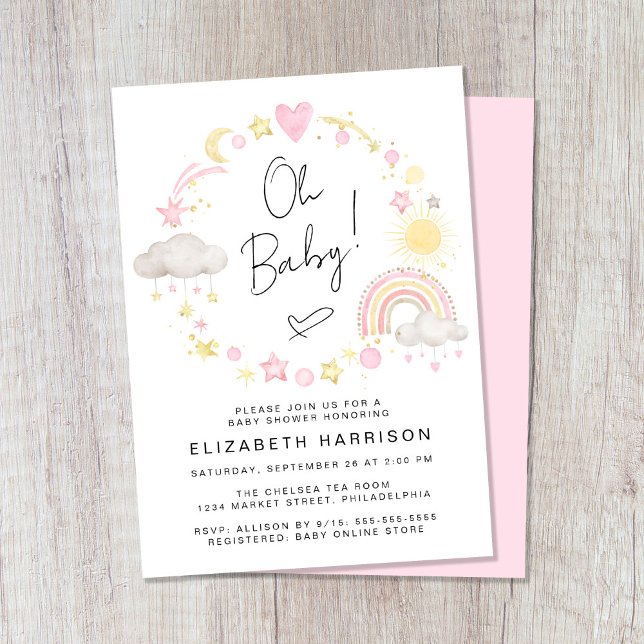 Invitation Boho Rainbow Watercolor Baby Girl Sprinkl (Créateur téléchargé)