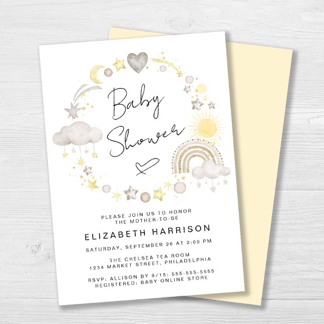 Invitation Boho Rainbow Watercolor Baby shower (Créateur téléchargé)