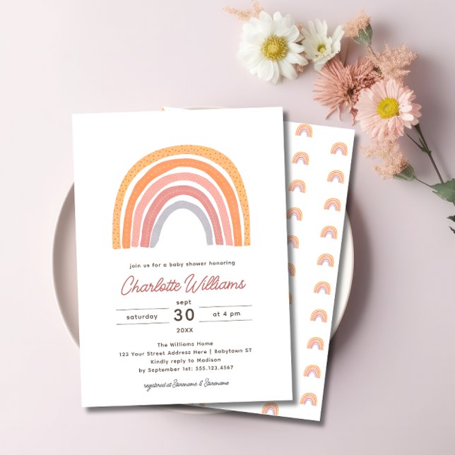 Invitation Boho Rainbow Watercolor Baby shower (Créateur téléchargé)