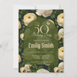 Invitation Boho Ranunculus Accent Surprise Anniversaire
