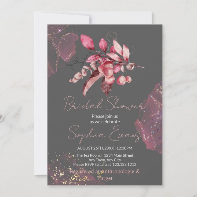 Invitation Boho Red Berries & Greenery Greenery Fête des mari (Devant)