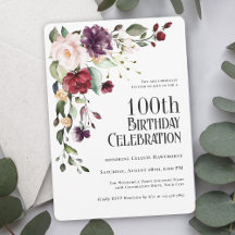 Boho Red, Blush et Purple 100e fête d'anniversaire