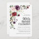 Invitation Boho Red Blush et Purple Floral 90e anniversaire (Devant / Derrière)