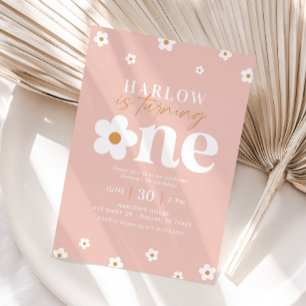 Invitation Boho Retro Daisy 1er anniversaire