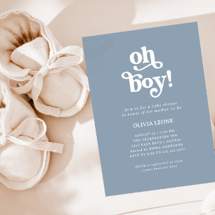 Invitation Boho Retro Dusty Blue   Oh Boy Baby shower