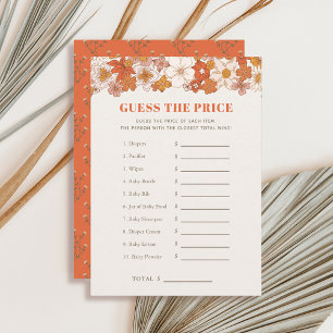 Invitation Boho Retro Floral Devinez le jeu du Baby shower de