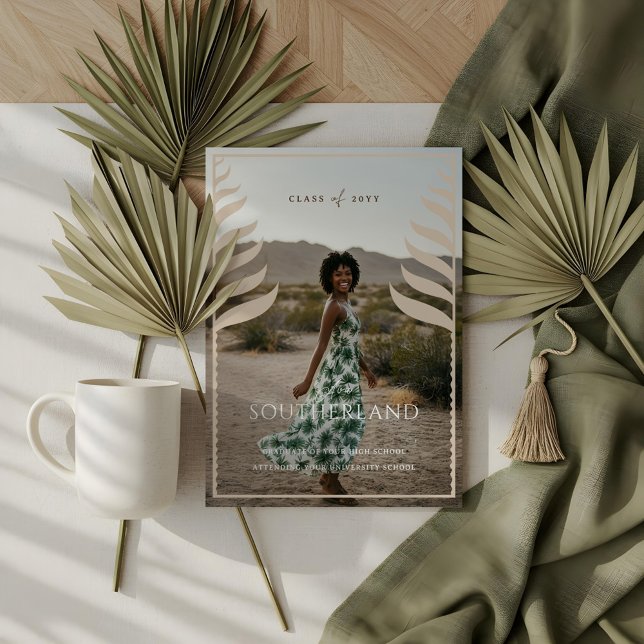 Invitation Boho Retro Tropical Palm Tree Graduation Photo (Boho Retro Tropical Palm Tree Graduation Photo Invitation)
