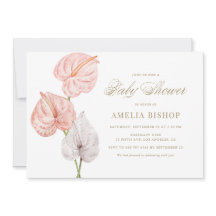 Boho rose Aquarelle Anthuriums Baby shower Or