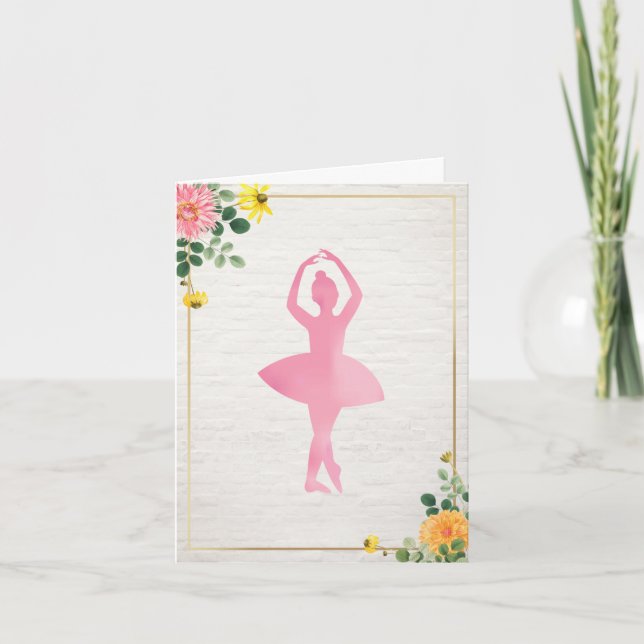 Invitation Boho rose Aquarelle Brick Floral Ballet Anniversai (Devant)