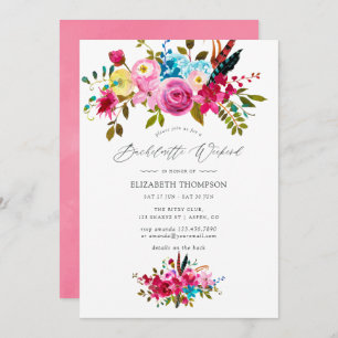 Invitation Boho rose Chic Floral Bachelorette Week-end
