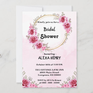 Invitation Boho rose floral élégant