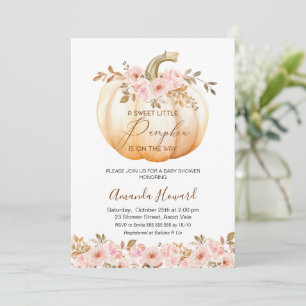 Invitation Boho rose Floral Petit Baby shower Citrouille