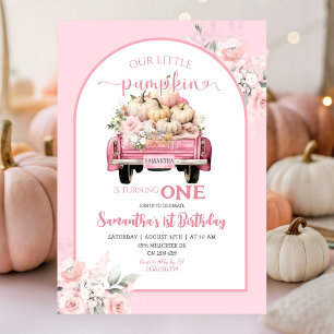Invitation Boho rose Floral Petite fille Citrouille Anniversa