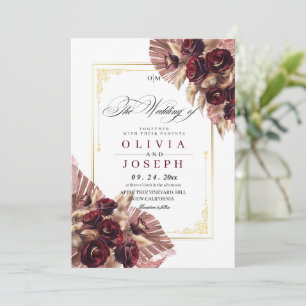 Invitation Boho Rose Floral Russe Mariage
