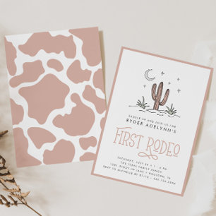 Invitation Boho rose moderne filles premier rodéo 1er anniver
