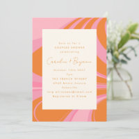 Boho Rose Orange Abstrait Marbre Couples Douche
