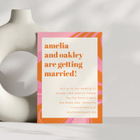 Boho rose orange Abstrait marbre Mariage moderne