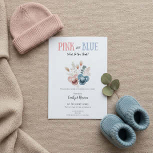 Invitation Boho Rose ou Bleu Révélation du Sexe