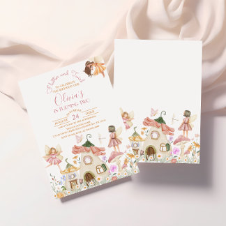 Invitation Boho rose pâle Fleur sauvage Fairy Anniversaire