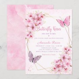 Invitation Boho rose papillon floral Baisers Baby shower fill