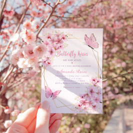 Invitation Boho rose papillon floral embrasse Baby shower fil