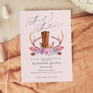 Invitation Boho rose Sweet sixteen de fille
