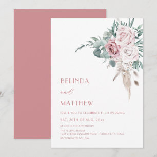 Invitation Boho Roses Aquarelle Moderne