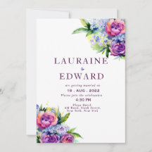 Boho Roses et pivoines bouquet d'aquarelle violett