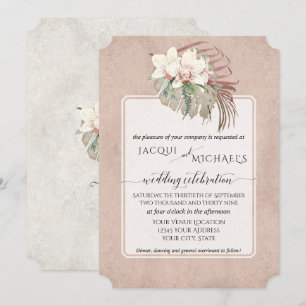 Invitation BOHO Rouge Orchidée Floral Tropical Feuillage de J