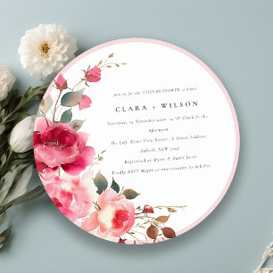 Invitation Boho Rouge Rose Rouge Fleurs Couples Douche