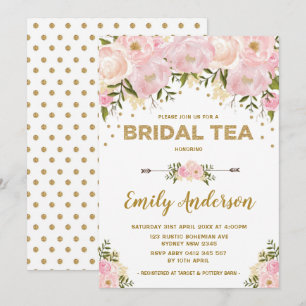 Invitation Boho rougissent thé nuptiale floral d'aquarelle